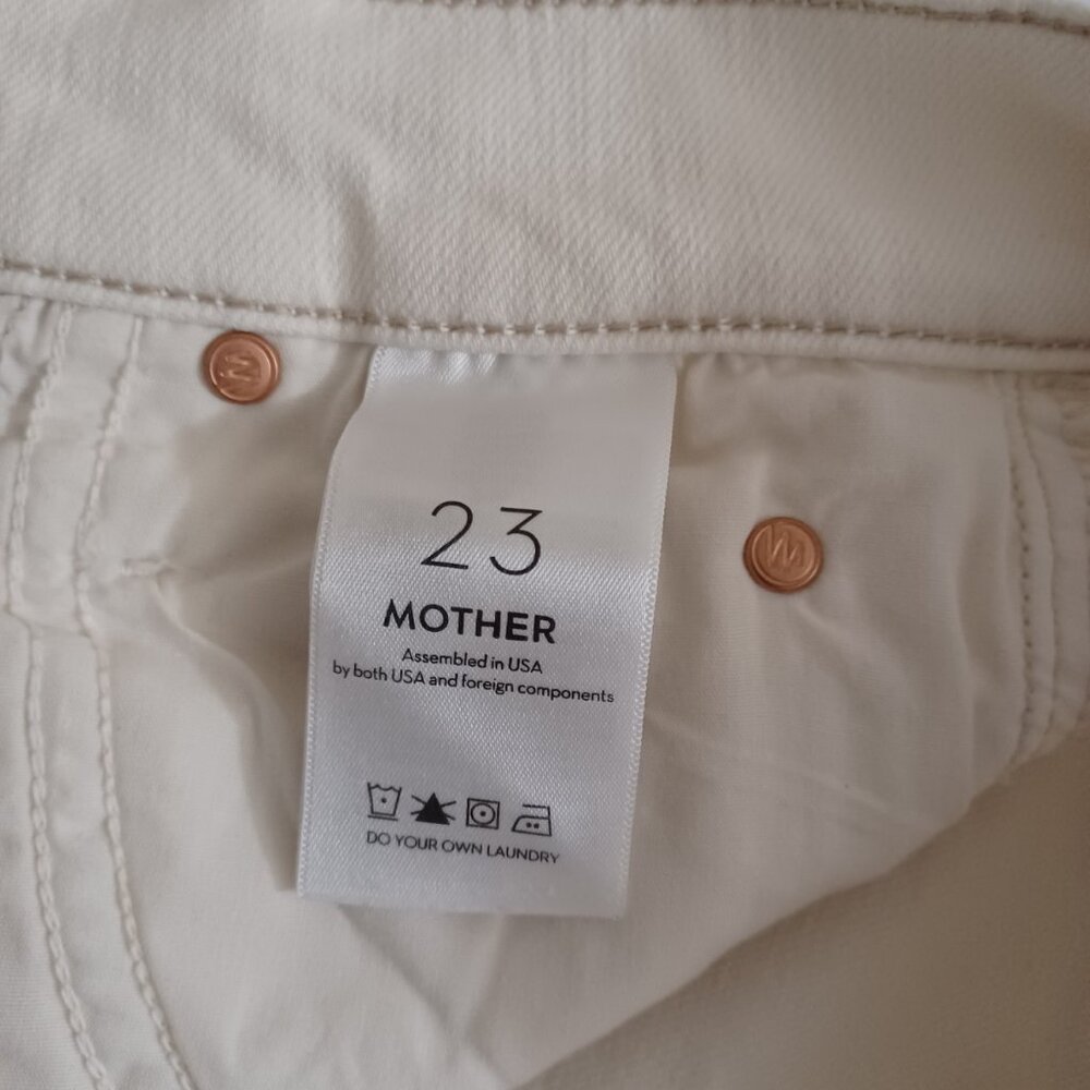 MOTHER THE MID RISE DAZZLER CROP FRAY JEANS CREAM PUFF - Picture 8 of 17